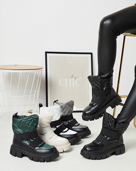 Női hócsizma lapos talppal fekete-szürke színben Ferory- Footwear