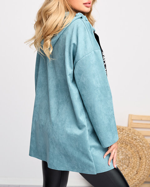 Női kék öko-velúr kabát - Ruházat
