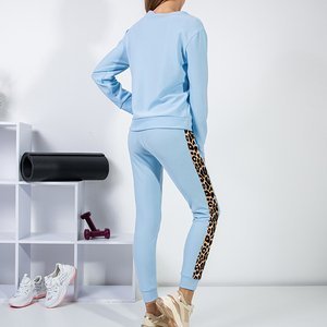 Női kék sport szett leopárdmintás betétekkel - ruházat