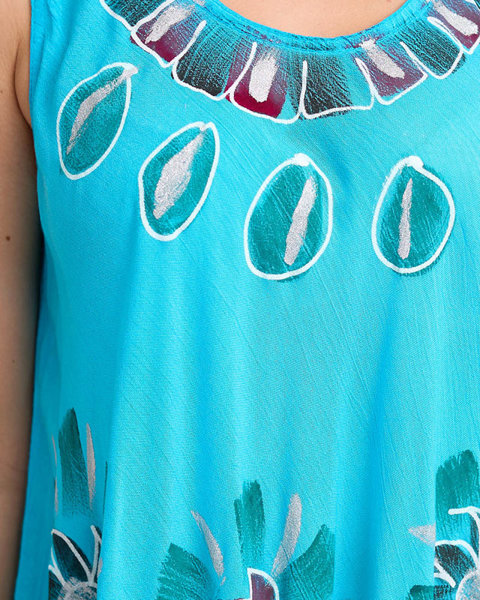 Női kék strandruha virágos pakolással - Ruházat