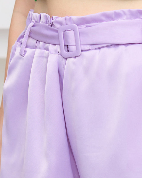 Női lila szatén rövidnadrág - Ruházat