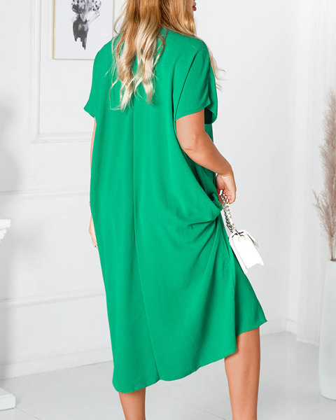Női midi oversize ruha sötétzöld színben - Ruházat