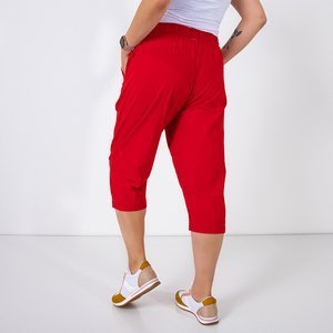Női piros 3/4 hosszú nadrág zsebbel - Ruházat