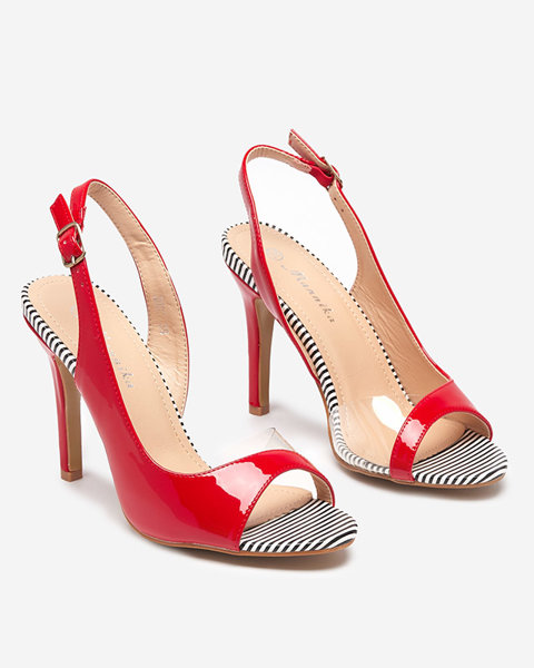 Női piros szandál magasabb sarkú Rotter- Shoes