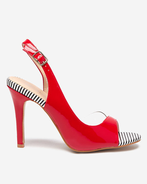 Női piros szandál magasabb sarkú Rotter- Shoes