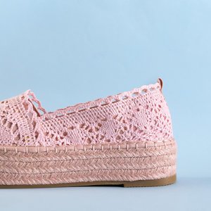 Női rózsaszín áttört espadrillák az Abra platformon - cipő