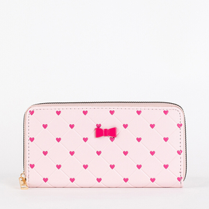 Női rózsaszín nagy pénztárca szívecskékkel - Kiegészítők