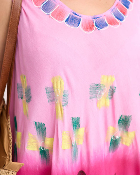 Női rózsaszín strandköpeny ruha virágokkal - Ruházat