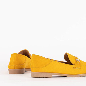 Női sárga öko-velúr naplopók Lemik díszítéssel - Cipők