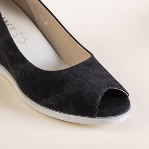 Női sötétszürke peep toe pumpák Kaqia ékek - Cipők