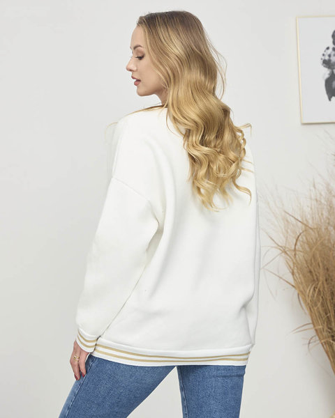 Női szigetelt pulóver fehér színben- Ruházat