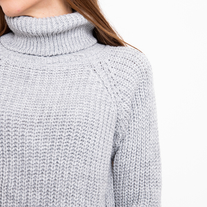 Női szürke garbó pulóver - Ruházat