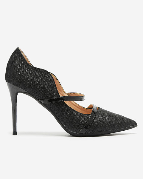 Női tűsarkú cipő fekete színben, csillogással Esleea - Lábbeli