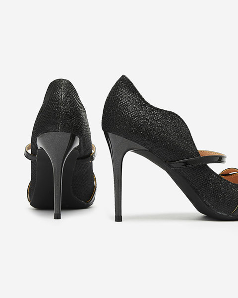 Női tűsarkú cipő fekete színben, csillogással Esleea - Lábbeli