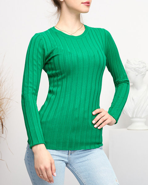 Női zöld csíkos pulóver - Ruházat