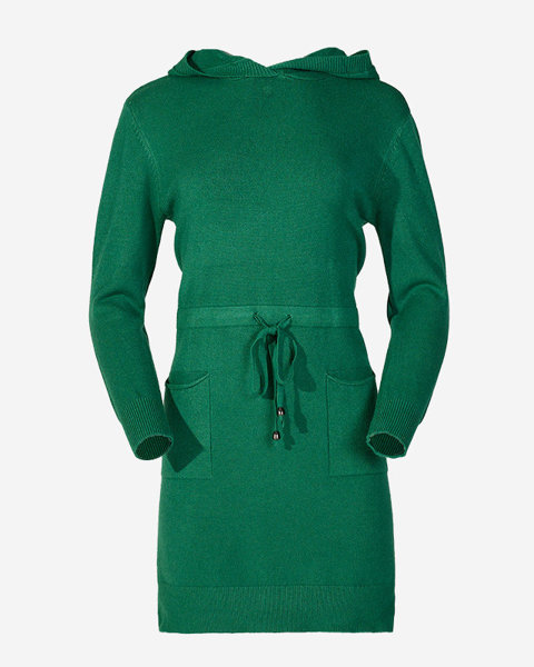 Női zöld kapucnis pulóver tunika - Ruházat