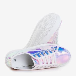 OUTLET Fehér holografikus cipők Vordena platformmal - cipő