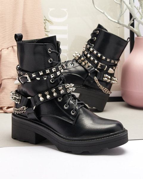 OUTLET Fekete női bagger csizma szegecsekkel Diollo- Footwear