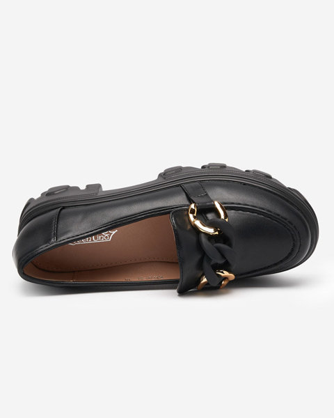 OUTLET Fekete női cipő vastag talppal Simero díszítéssel - Lábbeli