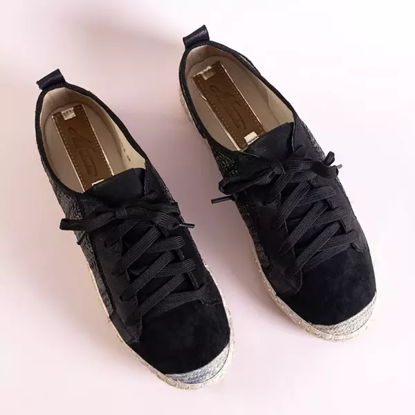 OUTLET Fekete női cipők a'la espadrilles Fesmav - Cipő