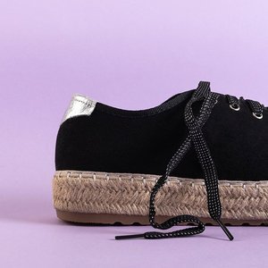 OUTLET Fekete női cipők a'la espadrilles a Woilla platformon - Lábbeli