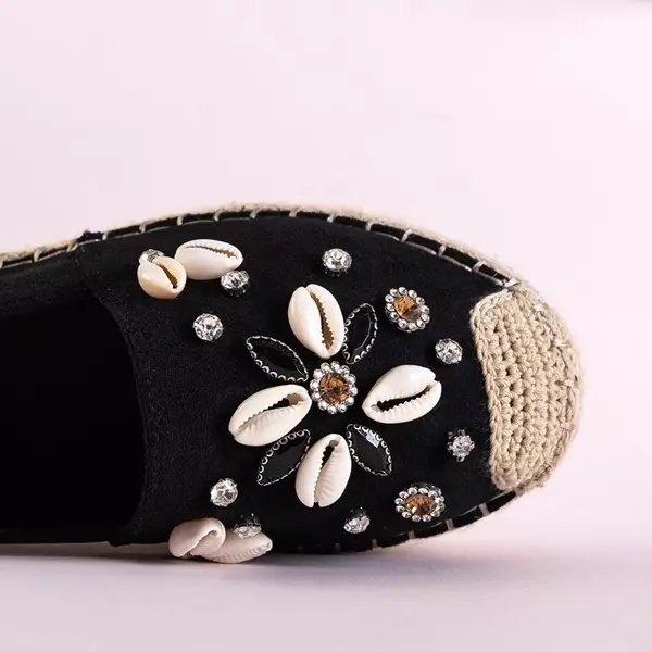 OUTLET Fekete női espadrillák Loranda díszítéssel - Cipők