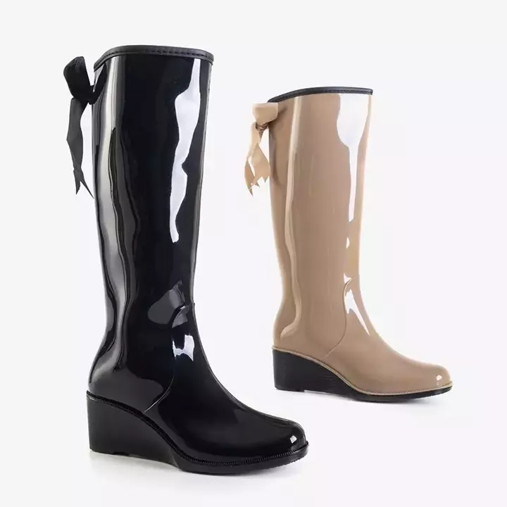 OUTLET Fekete női galoshes az ék Genofa - Cipő