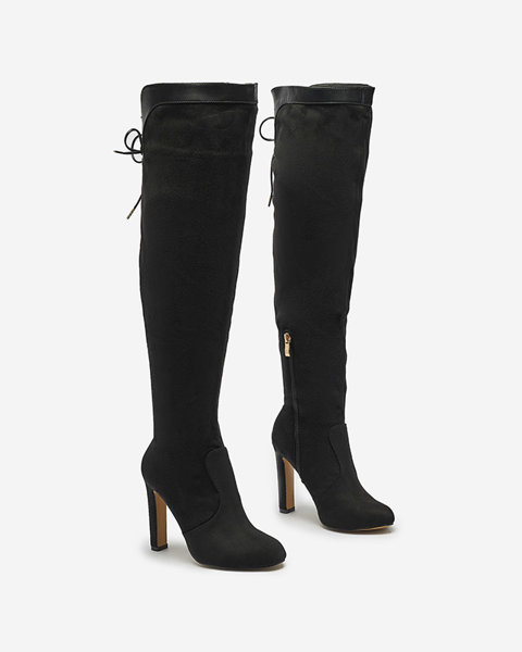 OUTLET Fekete női térdig érő csizma Cenolli- Footwear