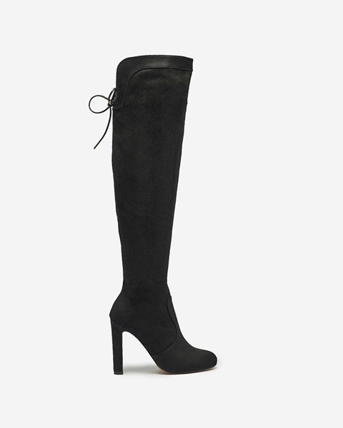 OUTLET Fekete női térdig érő csizma Cenolli- Footwear