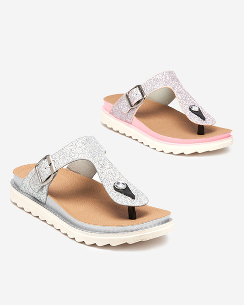 OUTLET Fényes női rózsaszín flip-flop Fidoq- Shoes