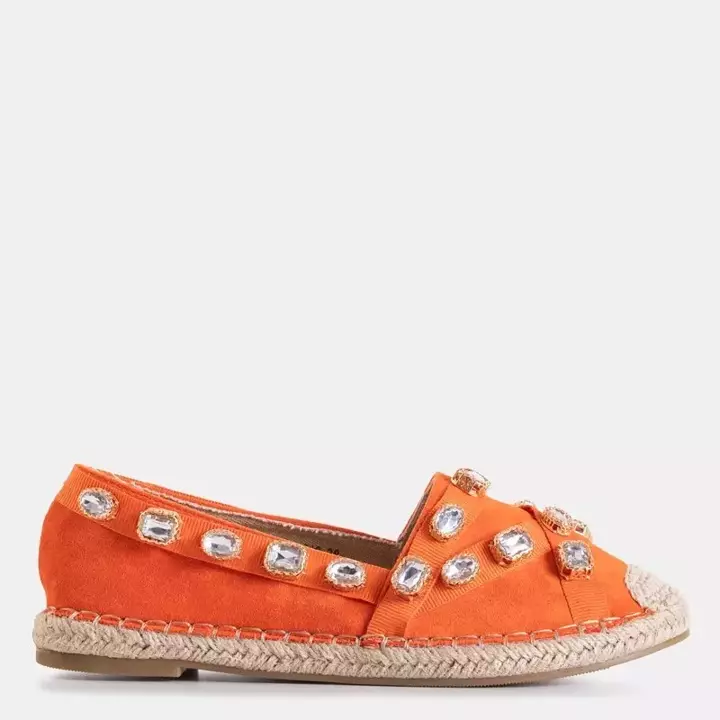 OUTLET Narancssárga női espadrilles Wamba kristályokkal - Cipő