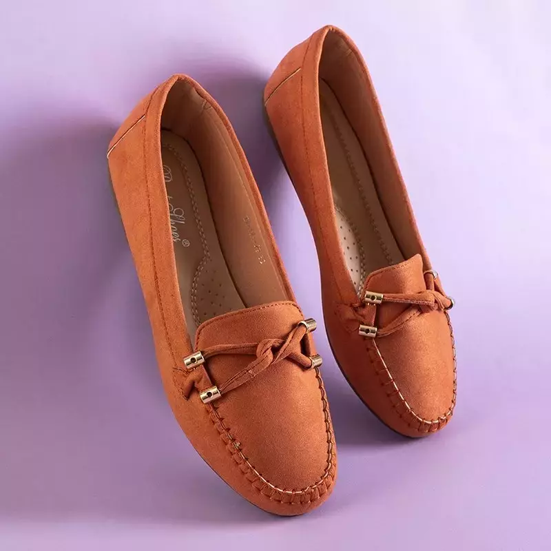 OUTLET Narancssárga női öko-velúr naplopók Leoncja - Cipők