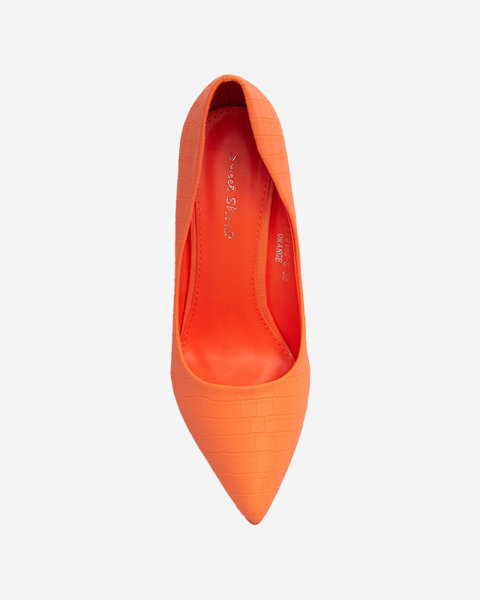 OUTLET Neon narancssárga női tűsarkú cipő dombornyomással Asota - Lábbeli