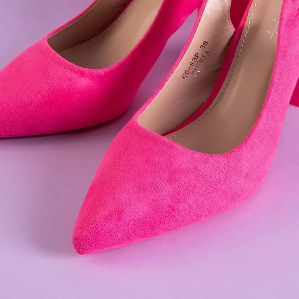 OUTLET Neon rózsaszín női magas sarkú szandál Dolores - Lábbeli