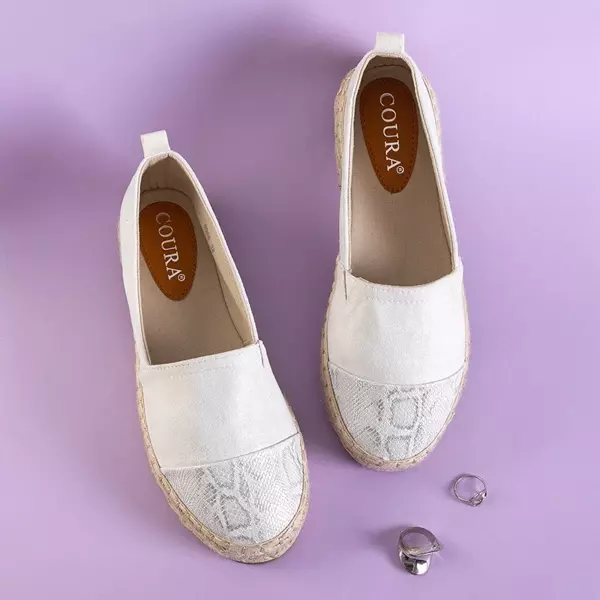 OUTLET Női fehér espadrilles Tinika díszítéssel - Cipő