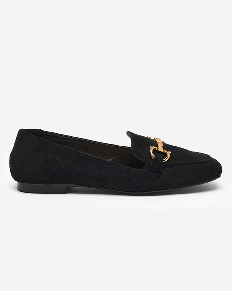OUTLET Női fekete mokaszin arany díszítéssel Miredo - Cipők