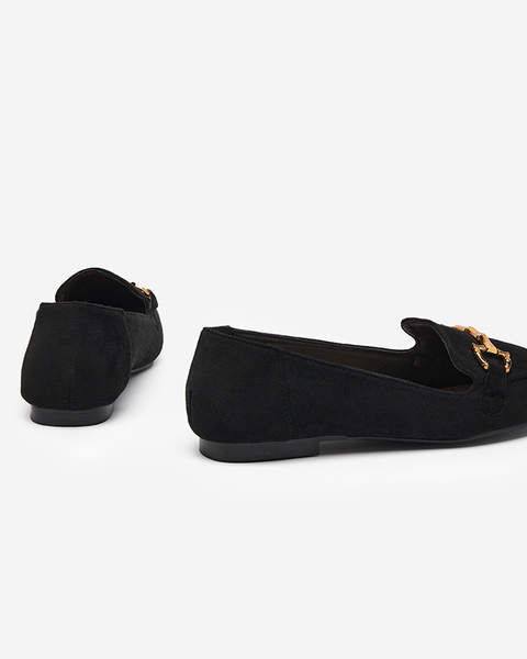 OUTLET Női fekete mokaszin arany díszítéssel Miredo - Cipők
