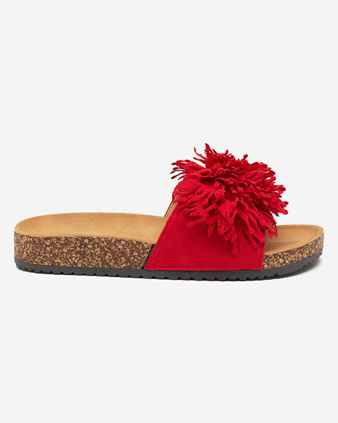 OUTLET Női papucs szövet díszítéssel piros színben Ailli- Footwear