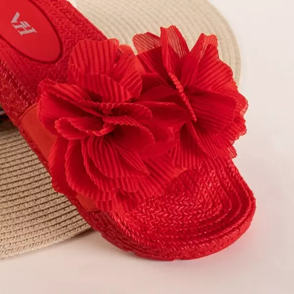OUTLET Piros virágos női papucs Pamelina - Cipők