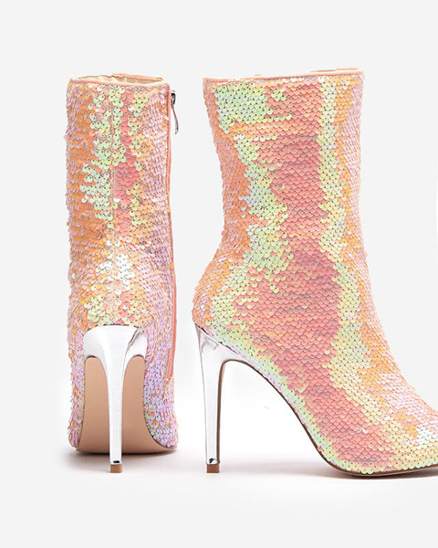OUTLET Rózsaszín holografikus női csizma flitterekkel Lexillo- Footwear
