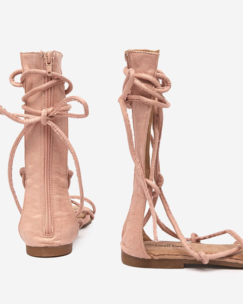 OUTLET Rózsaszín pasztell gladiátor lábszárközépig érő szandál Jeniso - Footwear