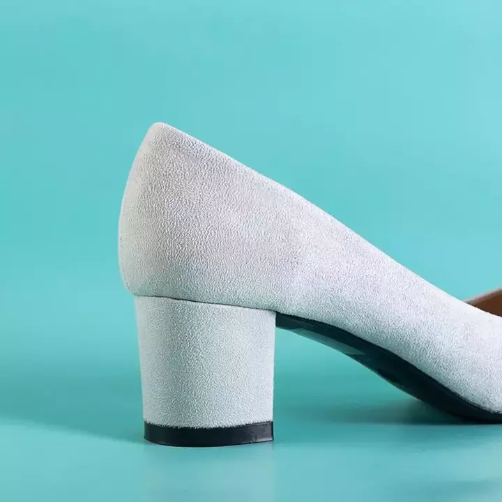 OUTLET Szürke női szivattyúk egy alacsony Erneki oszlopon - Cipő