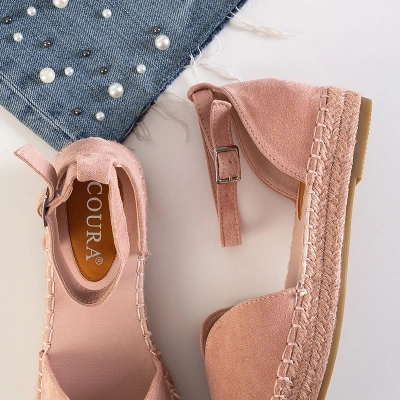 OUTLET Világos rózsaszín női szandál a'la espadrilles a Monata platformon - Cipők