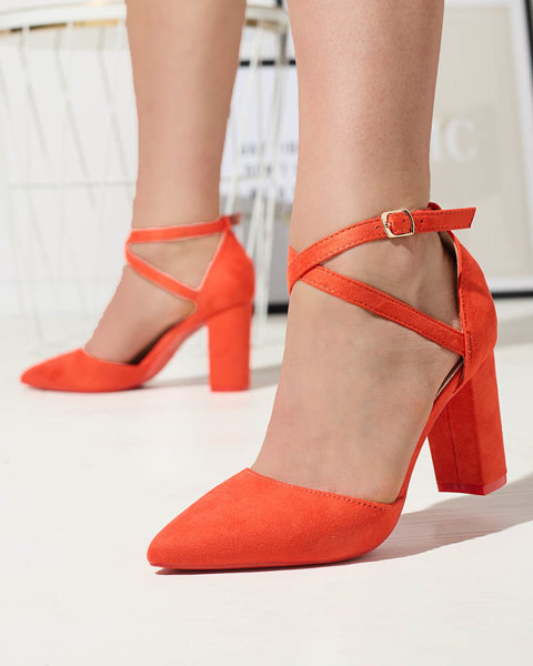 Piros-narancssárga színű női tolószáras cipő Amagy- Lábbeli