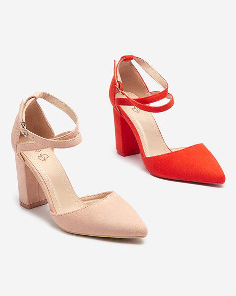 Piros-narancssárga színű női tolószáras cipő Amagy- Lábbeli