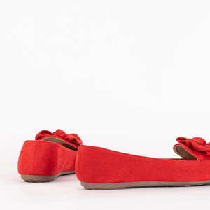 Piros női balerinák masnival Olimi - Cipők