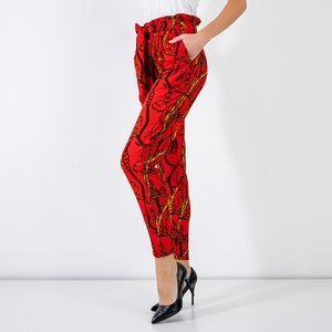 Piros női nadrág nyomtatással - Ruházat