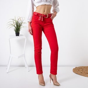 Piros női nadrág övvel - Ruházat