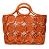 Pomarańczowa torba typu shopper ze słomki - Torebki