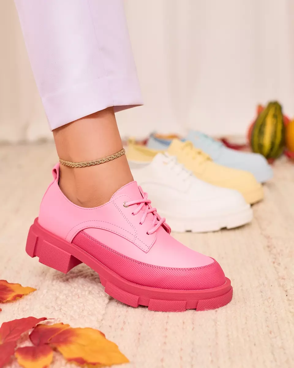 Royalfashion Pink Női matt félcsizma szilárd talppal Trendy Chunky